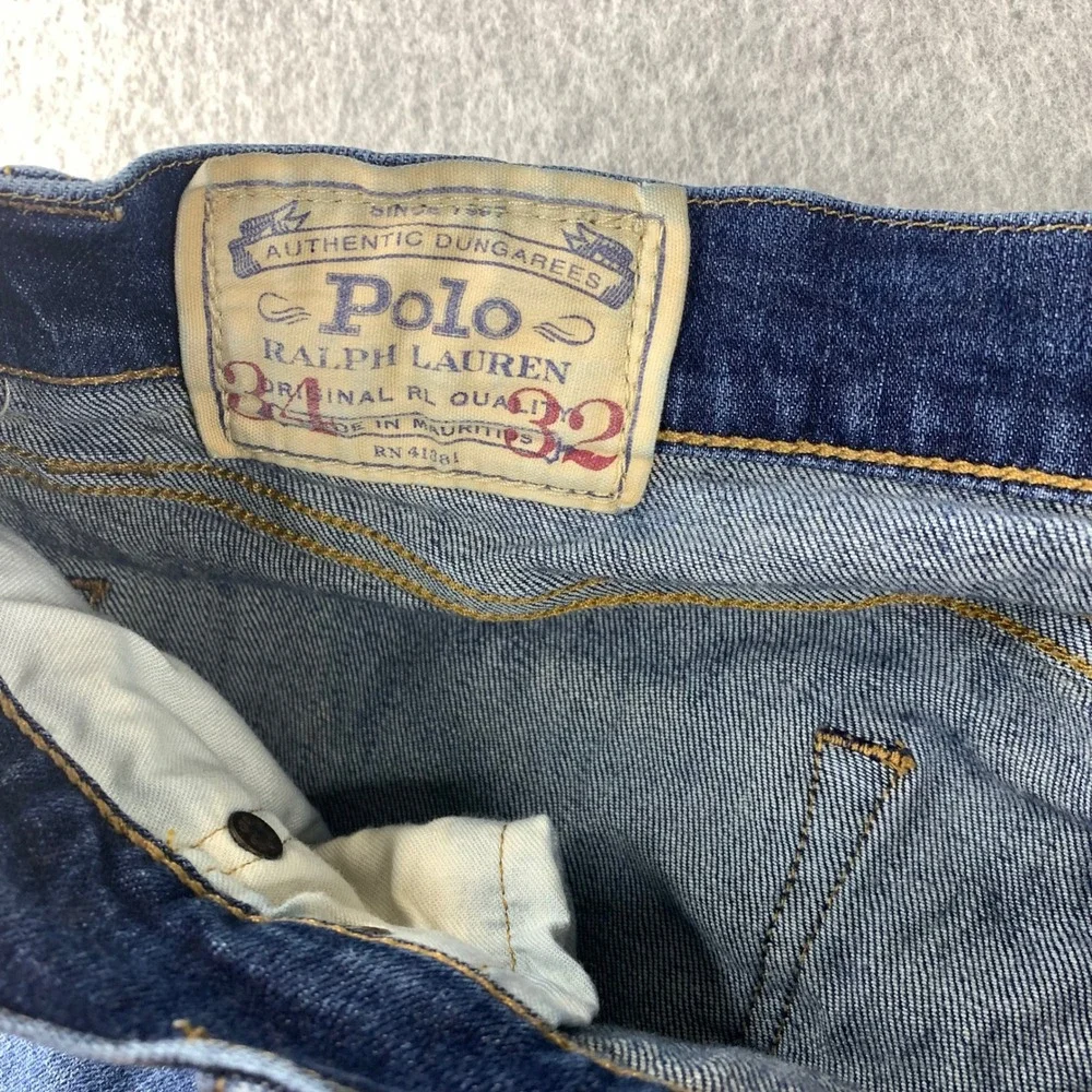 Polo Ralph Lauren Jeans Men 34x32 Blue Distressed Authentic Dungarees